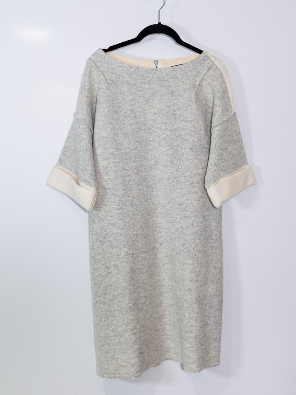 Rag & Bone Juliana Wool Angora Blend Felt Colorblock Sweater Mini Dress Gray S
